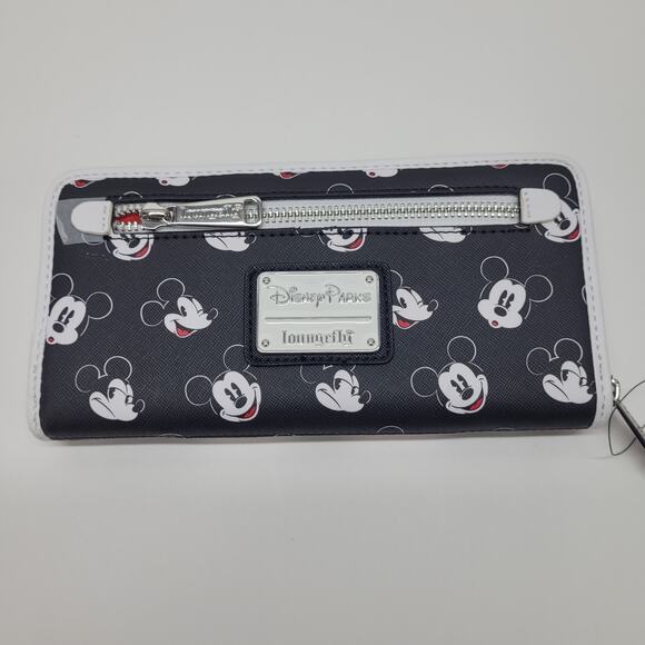 Disney Parks Loungefly Mickey Mouse All Over Mickey Face Black Wallet NWT - Picture 2 of 11